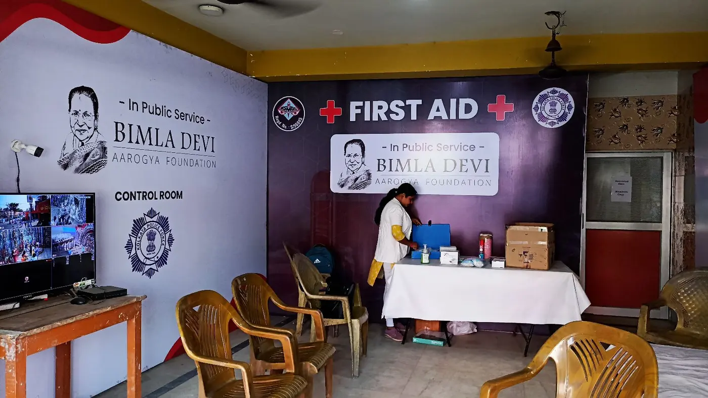 A BDAF first-aid post inside the pandal