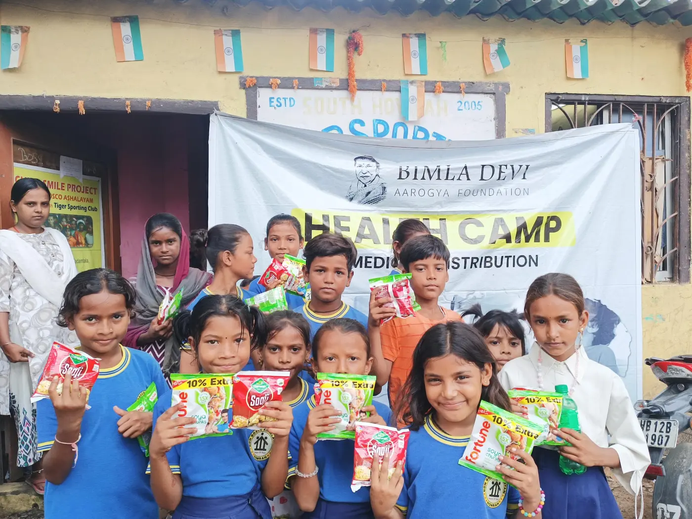 Children at a BDAF health camp in Tangra